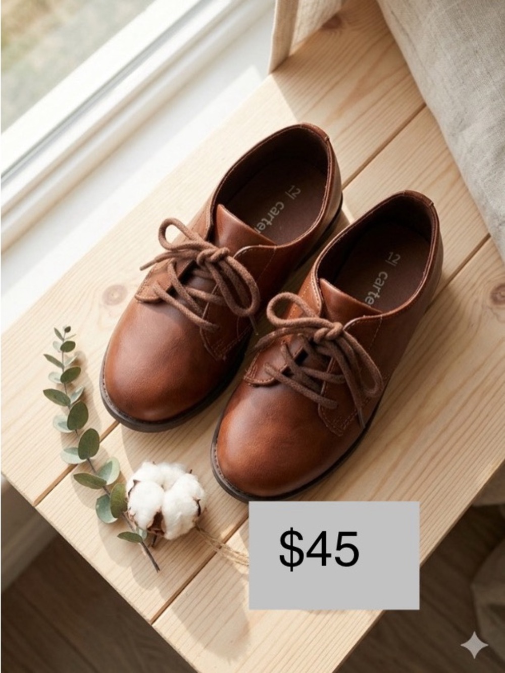 LIKE NEW Carter's Boys Spencer Dress Shoes - Brown - Size 12